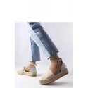Dámské espadrilky 22883 Béžová se stříbrnou - FLYFOR
