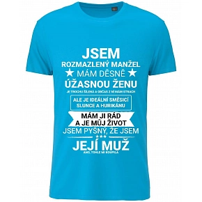 Pánské bavlněné tričko s potiskem - JSEM ROZMAZLENÝ MANŽEL - tyrkys Pánské bavlněné tričko s potiskem - JSEM ROZMAZLENÝ MANŽEL - tyrkys