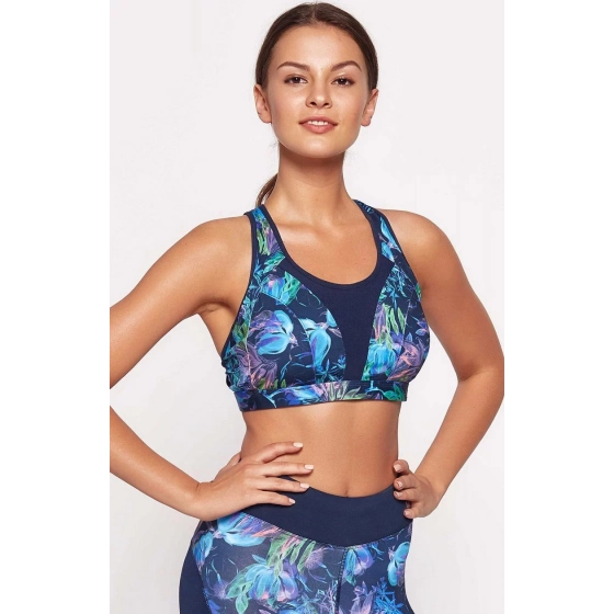 Dámská sportovní podprsenka 35245 Tmavě modrá vzor mix - Henderson ladies