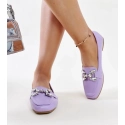 Dámské mokasíny s ozdobnou sponou M615 Purple světle fialová - Wellspring