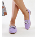 Dámské mokasíny s ozdobnou sponou M615 Purple světle fialová - Wellspring