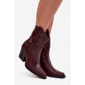 Dámské kotníkové boty na podpatku D8271 Vínová - Sweet Shoes