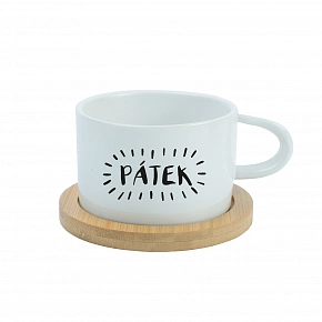 PÁTEK - bílý hrníček makronka 200 ml