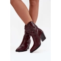 Dámské kotníkové boty na podpatku D8271 Vínová - Sweet Shoes