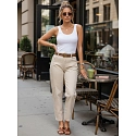 Dámské džíny s páskem mom fit UY3056  béžové - FashionStreet 