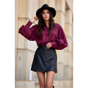 Krátká koženková sukně SPO0052 černá - Roco Fashion