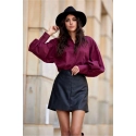 Krátká koženková sukně SPO0052 černá - Roco Fashion