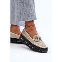 Lesklé kožené dámské mokasíny LR750 zlaté - S.Barski
