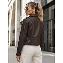 Dámská bunda z ekokůže TY5647 hnědá - FashionStreet 