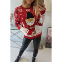 Dámský vánoční svetr Santa Claus 21068 Červený vzor - Kesi