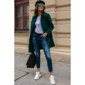 Dámský kabát 184493 - PLA0012 tmavě zelený - Roco Fashion