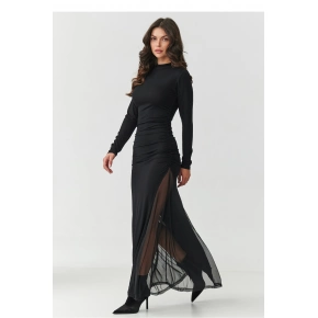 Dámské společenské dlouhé šaty M902 Černá - Makadamia Dámské společenské dlouhé šaty M902 Černá - Makadamia